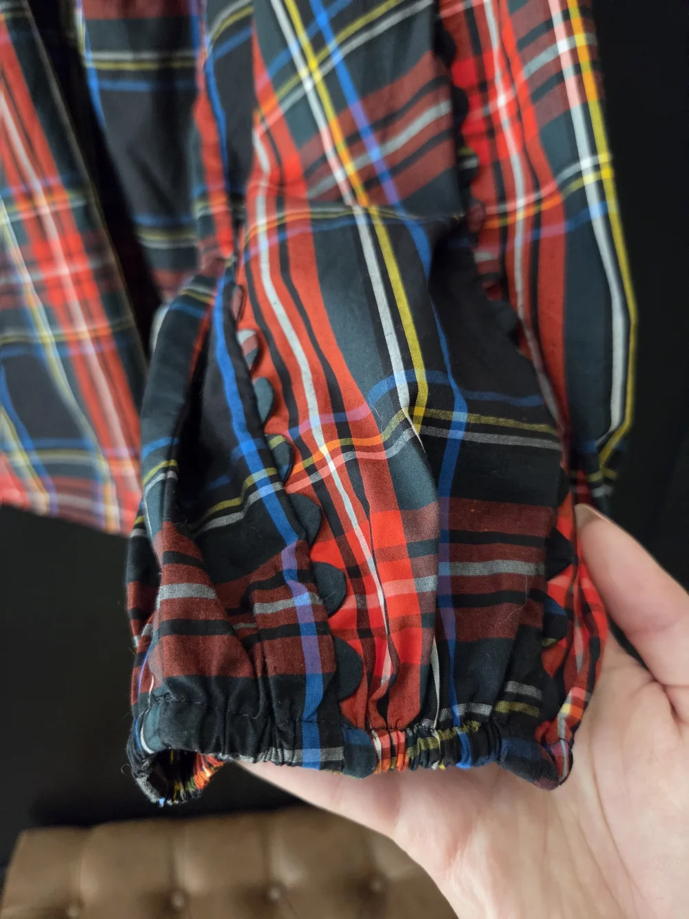 J. Crew Women's Red Plaid Ruffle-Neck Top ~ Size XL